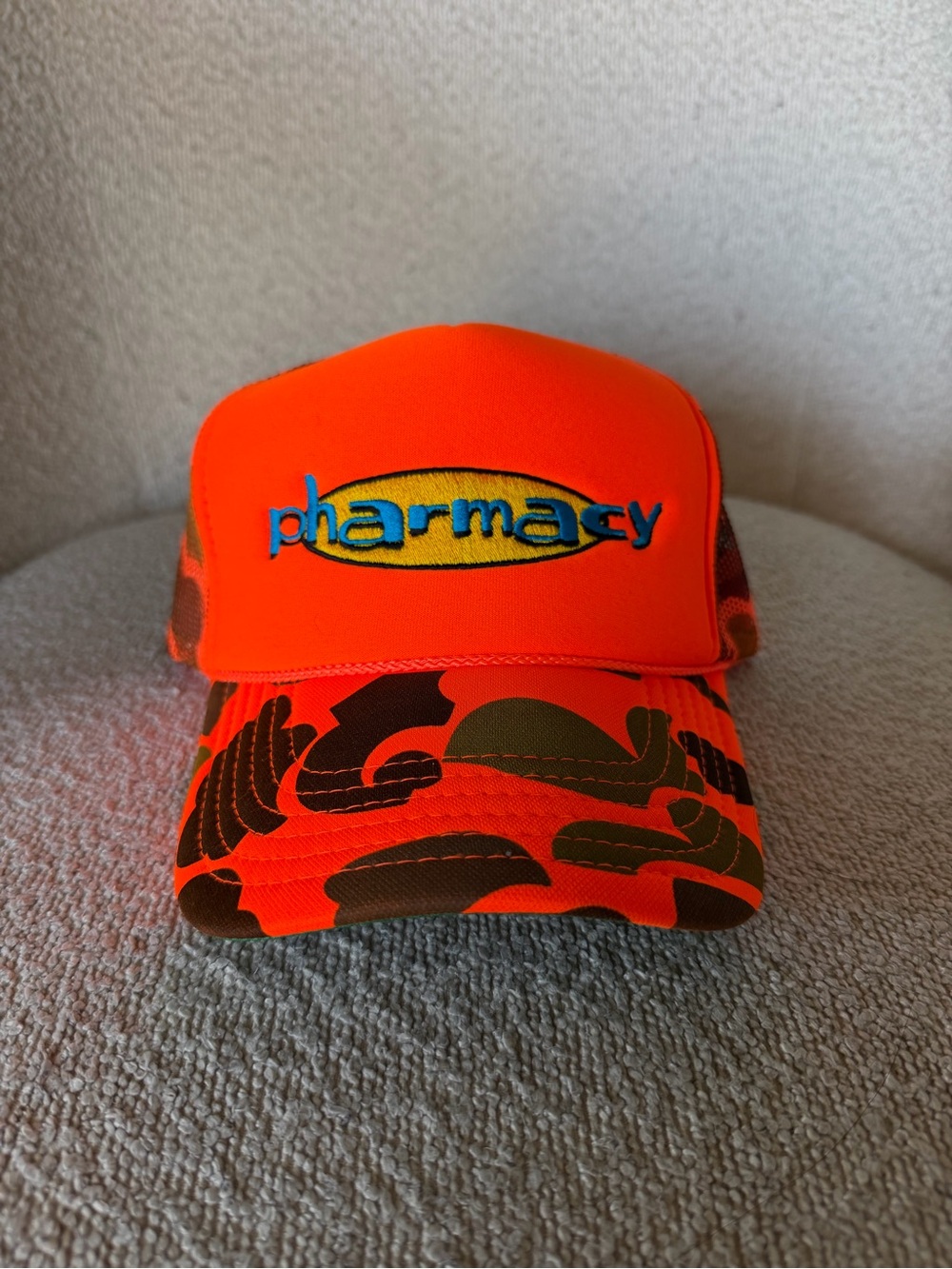 Pharmacy Neon Orange Trucker Hat